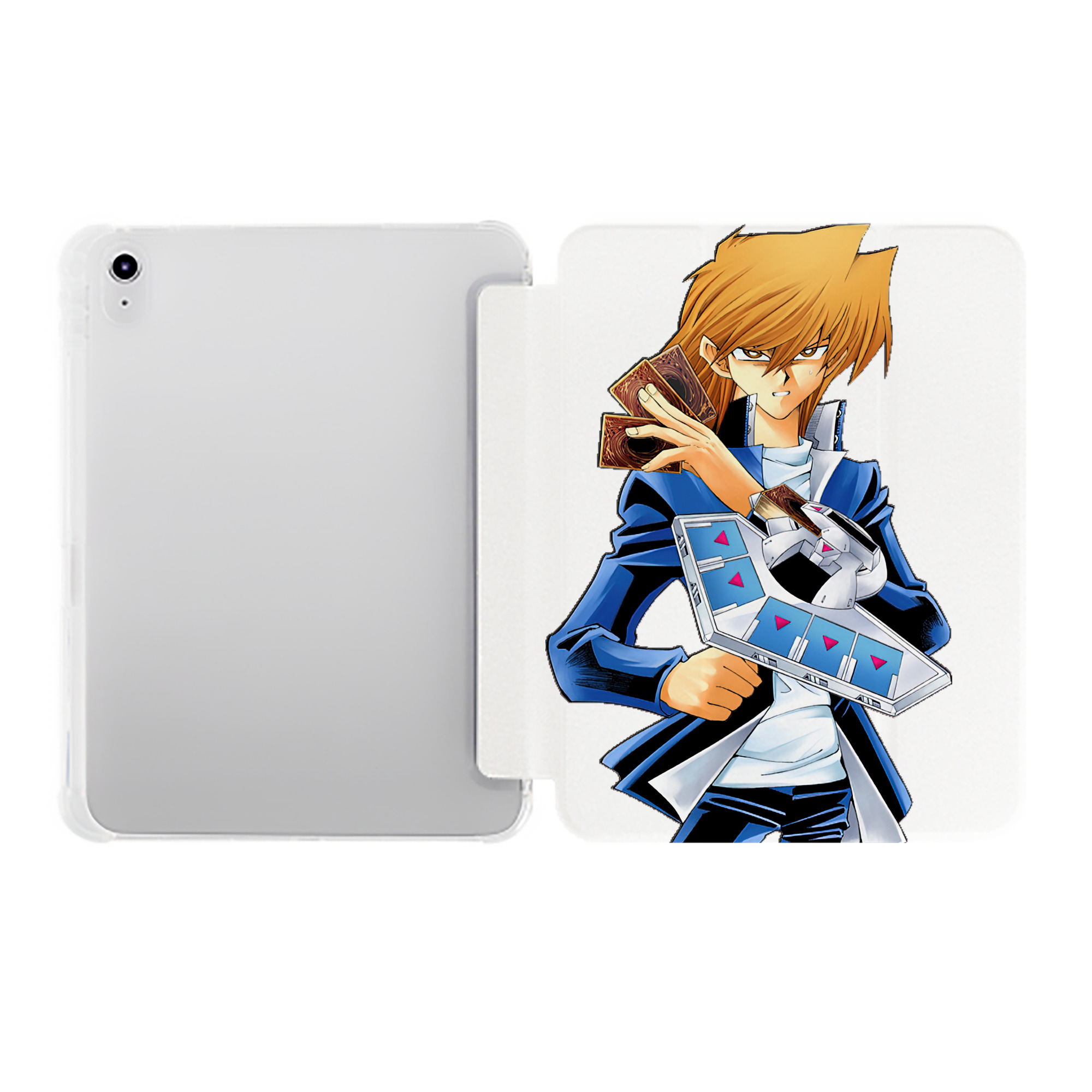 （画像用） 遊☆戯☆王 Yu-Gi-Oh! IPad ケース ペン収納付き 三つ折りスタンド PUレザー×シリコン 対応機種9.5/10.5/10.9インチ